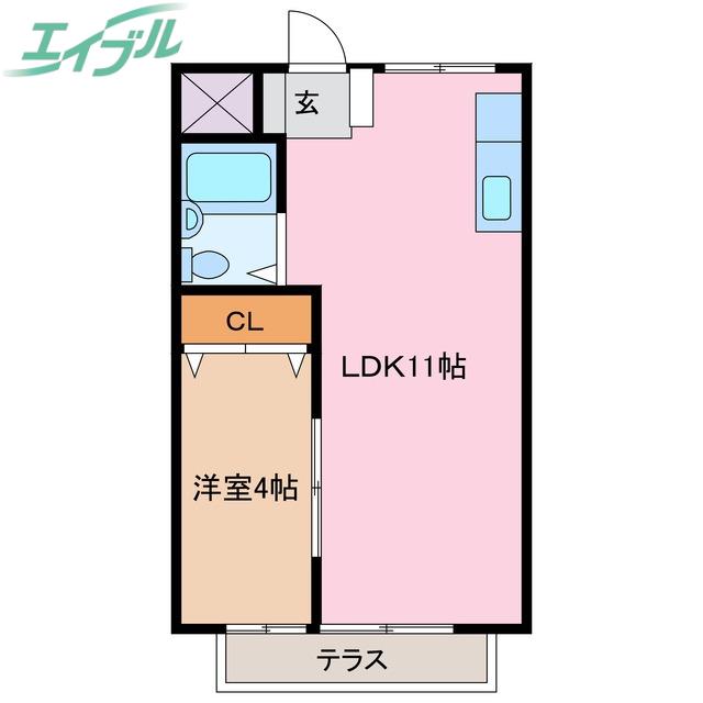 シングルハウスK(1LDK/1階)の間取り写真