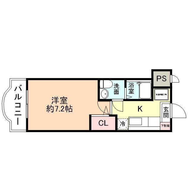 サンシャイン88 B棟(1K/4階)の間取り写真