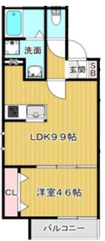 LA-CREA吹田(1LDK/2階)の間取り写真