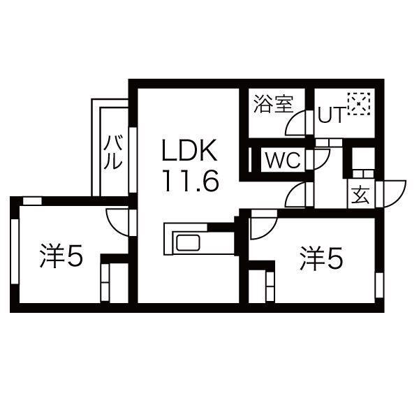 メニーズコート発寒中央(2LDK/3階)の間取り写真