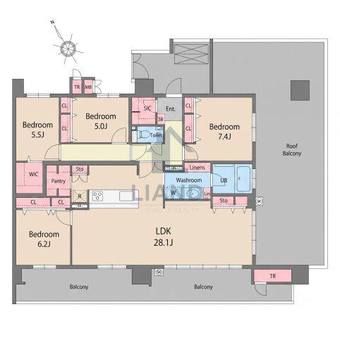 S-RESIDENCE愛宕サウス(4LDK/14階)の間取り写真
