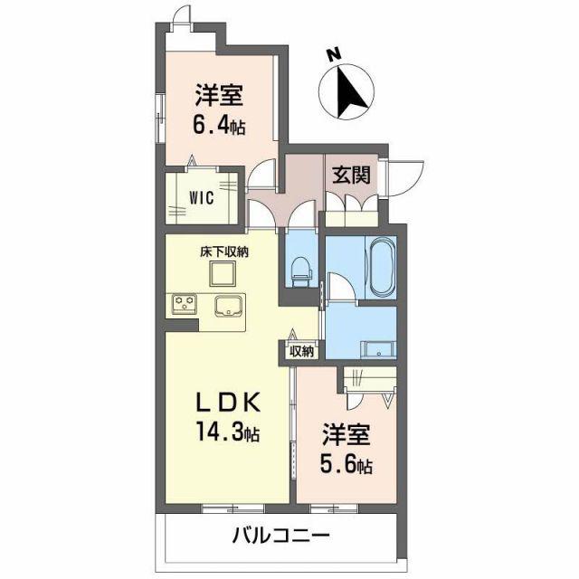 シャーメゾン ル・シルク(2LDK/1階)の間取り写真