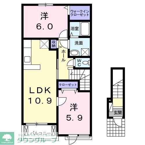 プリムラ コリーヌ(2LDK/2階)の間取り写真