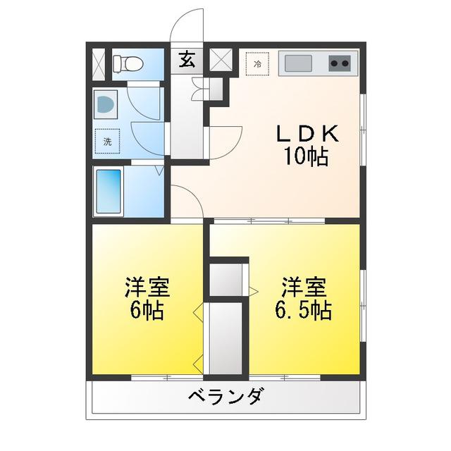ミヤタハウス(2LDK/2階)の間取り写真