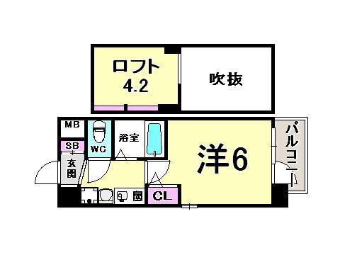 エステムコート三宮駅前ラ・ドゥー(1K/9階)の間取り写真