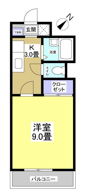 アオバマンション(1K/2階)の間取り写真