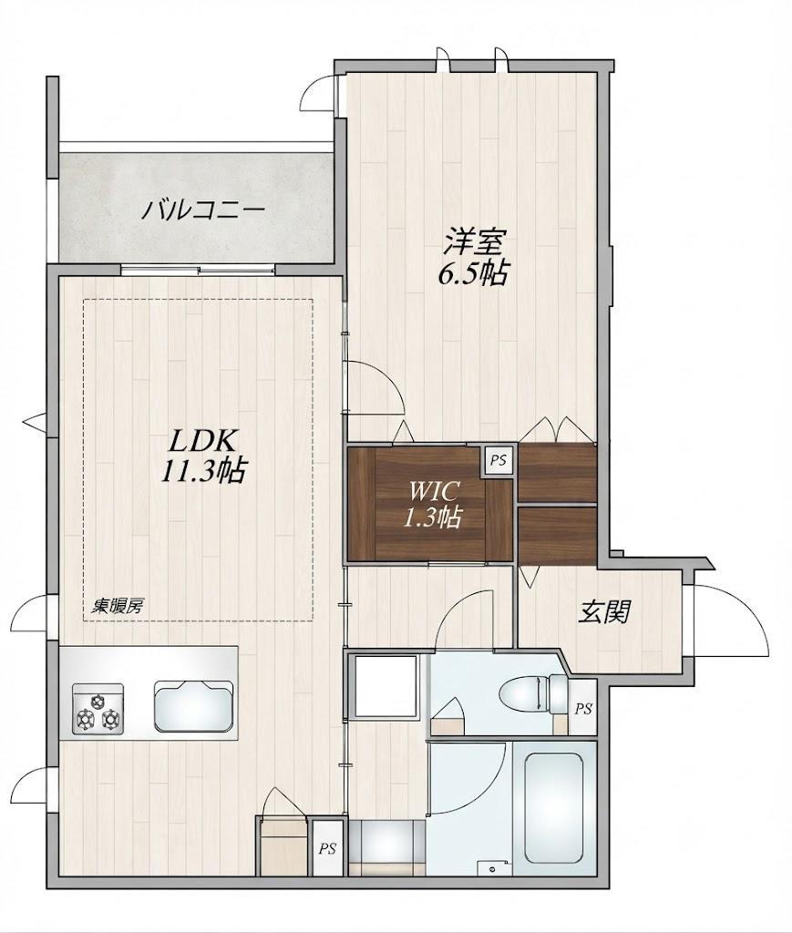 本町1丁目メゾン(1LDK/3階)の間取り写真