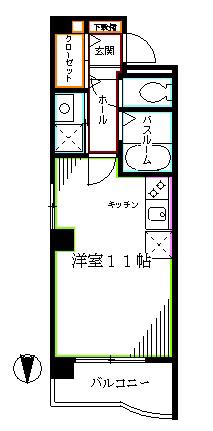 フレール中野坂上(ワンルーム/4階)の間取り写真