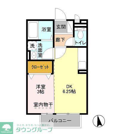 ルミエール吉川(1DK/2階)の間取り写真
