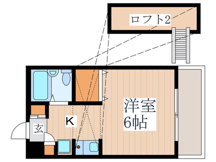 SANTALK小金井(ワンルーム/2階)の間取り写真
