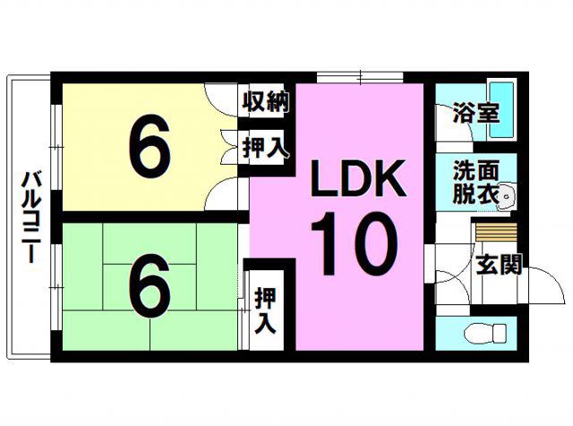 大東マンション(2LDK/2階)の間取り写真