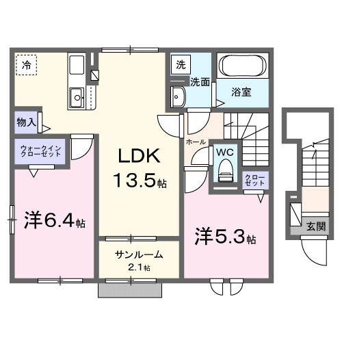 JR北陸本線 敦賀駅 バス乗車時間:14分 最寄りバス停で下車 徒歩4分 2階建 新築(2LDK/2階)の間取り写真