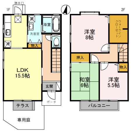 サンクヴィラージュ(3LDK/1階)の間取り写真