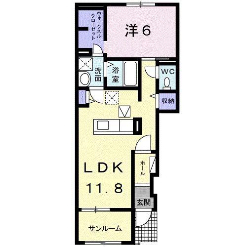 イースト・ポポラーレA(1LDK/1階)の間取り写真