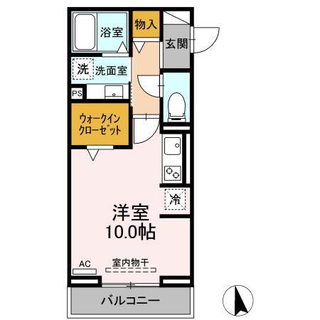 ラフィネ港明(ワンルーム/3階)の間取り写真