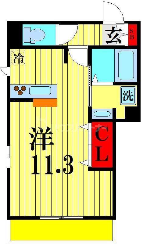 フェリーチェおおたかの森(ワンルーム/3階)の間取り写真