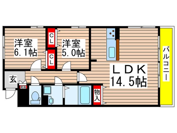 パーチェ宮原(2LDK/2階)の間取り写真
