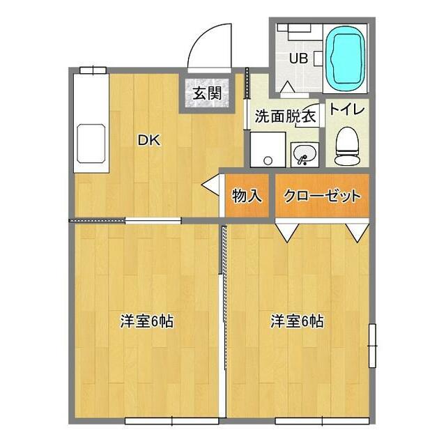モンシェ海老名(2DK/1階)の間取り写真