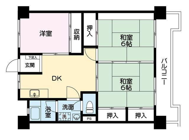 プレアール荒木(3DK/2階)の間取り写真