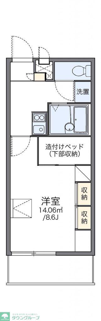 レオパレスパール2001(1K/1階)の間取り写真