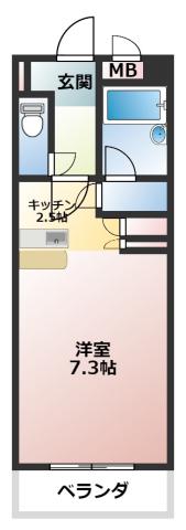 MODERATE(1K/3階)の間取り写真