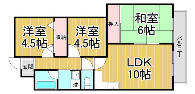 エスタ雲雀丘(3LDK/1階)の間取り写真