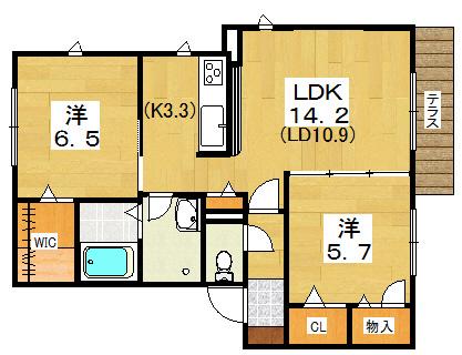 シャーメゾン アルクトス(2LDK/1階)の間取り写真
