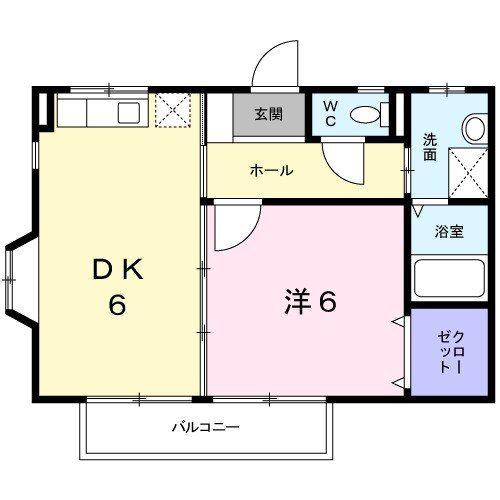 ポケット椎迫(1DK/1階)の間取り写真