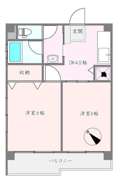 鈴音ビル南大塚台マンション(2DK/5階)の間取り写真