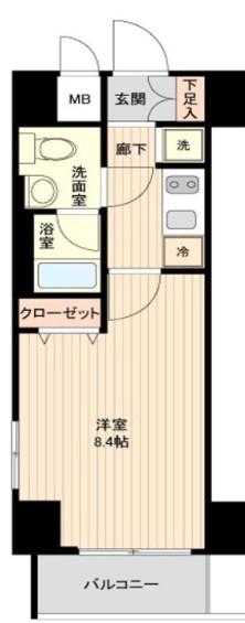 プレールドゥーク秋葉原イースト(1K/5階)の間取り写真