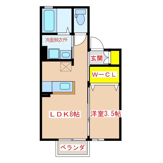 AURORA(1LDK/1階)の間取り写真