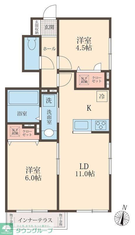 LINERA I(2LDK/1階)の間取り写真