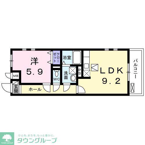 クラングフォリア(1LDK/1階)の間取り写真