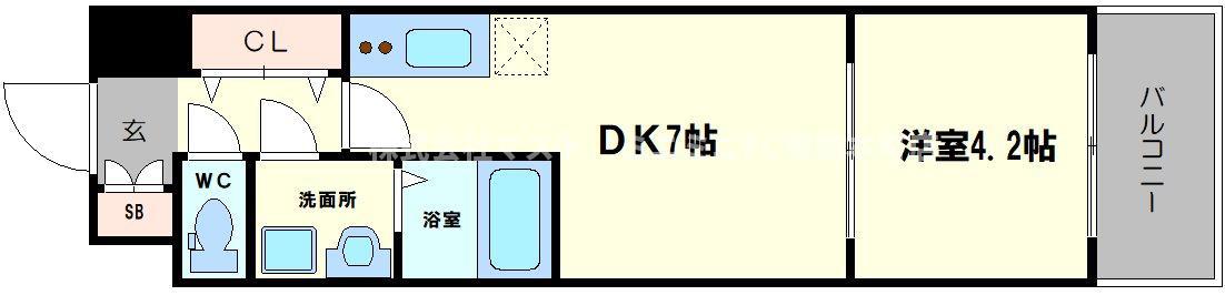 LC梅田北(1DK/7階)の間取り写真