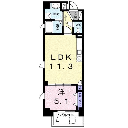 BELL DIOR浅草(1LDK/3階)の間取り写真