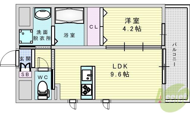 第26関根マンション(1LDK/15階)の間取り写真