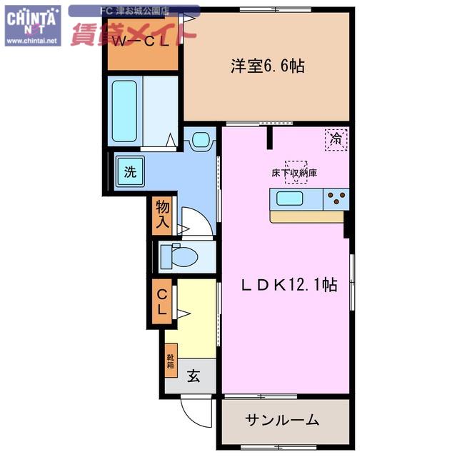 アンジェラA(1LDK/1階)の間取り写真