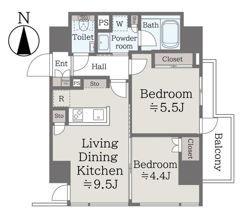 BA APARTMENT(2LDK/5階)の間取り写真
