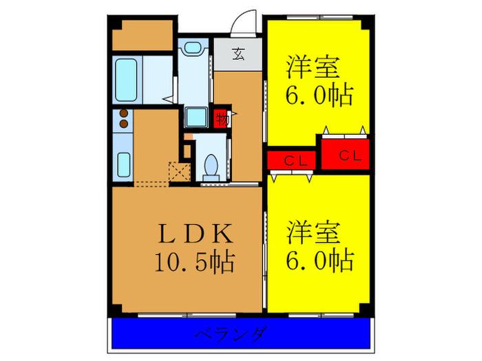 プロスペリテ(2LDK/3階)の間取り写真