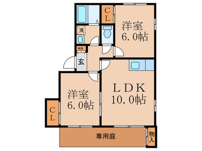 ヘ-ベルハイツ(2LDK/1階)の間取り写真