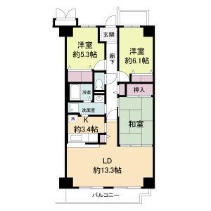 ミストラル岸部南(3LDK/4階)の間取り写真