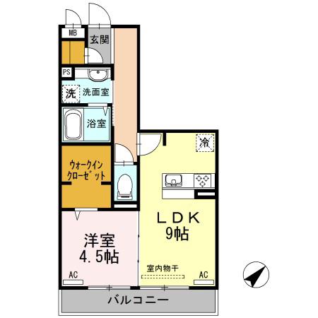 シャインシード湯田(1LDK/3階)の間取り写真