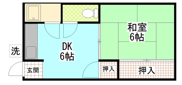 堤コーポ(1DK/2階)の間取り写真