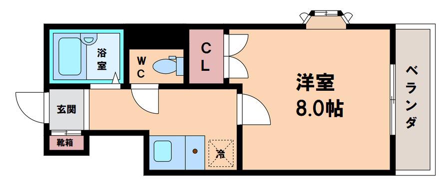 メゾンドール秋桜(1K/2階)の間取り写真