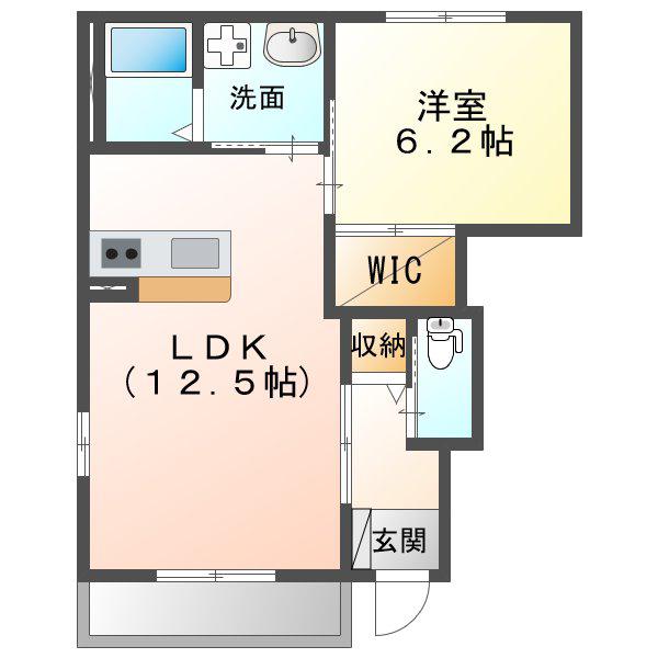 ブラウンハウス(1LDK/1階)の間取り写真