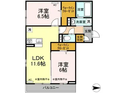 カーサコラゾン 203(2LDK/2階)の間取り写真