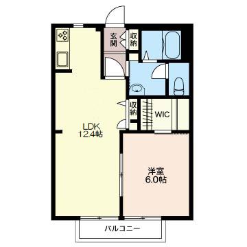 グランシード二俣川(1LDK/2階)の間取り写真