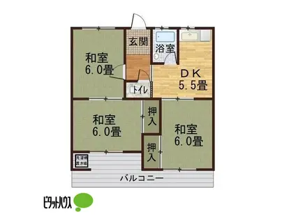天野アパート(3DK/2階)の間取り写真