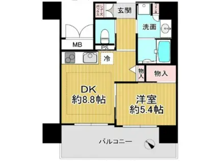 ビジュール琵琶湖京阪浜大津(1DK/7階)の間取り写真