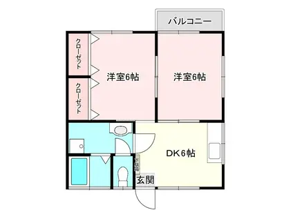 菱沼荘(2DK/2階)の間取り写真